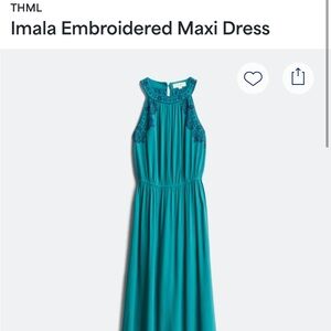 THML Stitchfix Teal Embroidered Maxi Dress